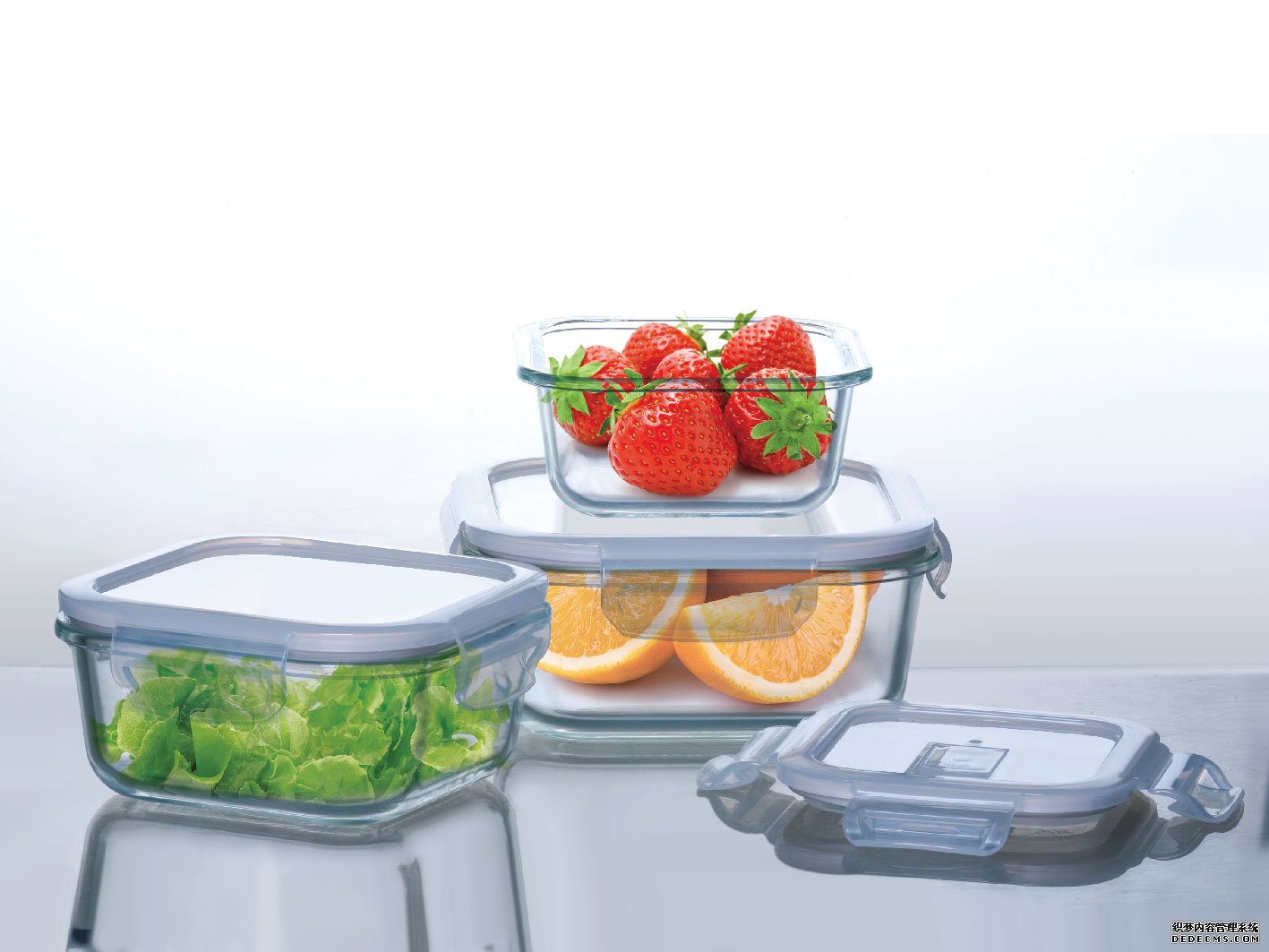Square glass food container